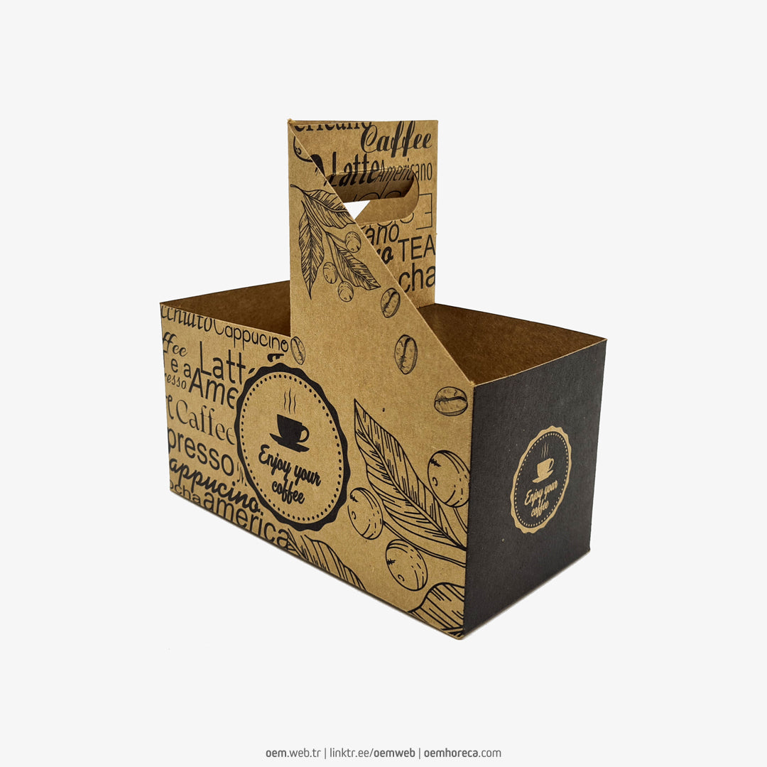 Cardboard Cup Carrier 2-Piece Standard Printed Stock Product