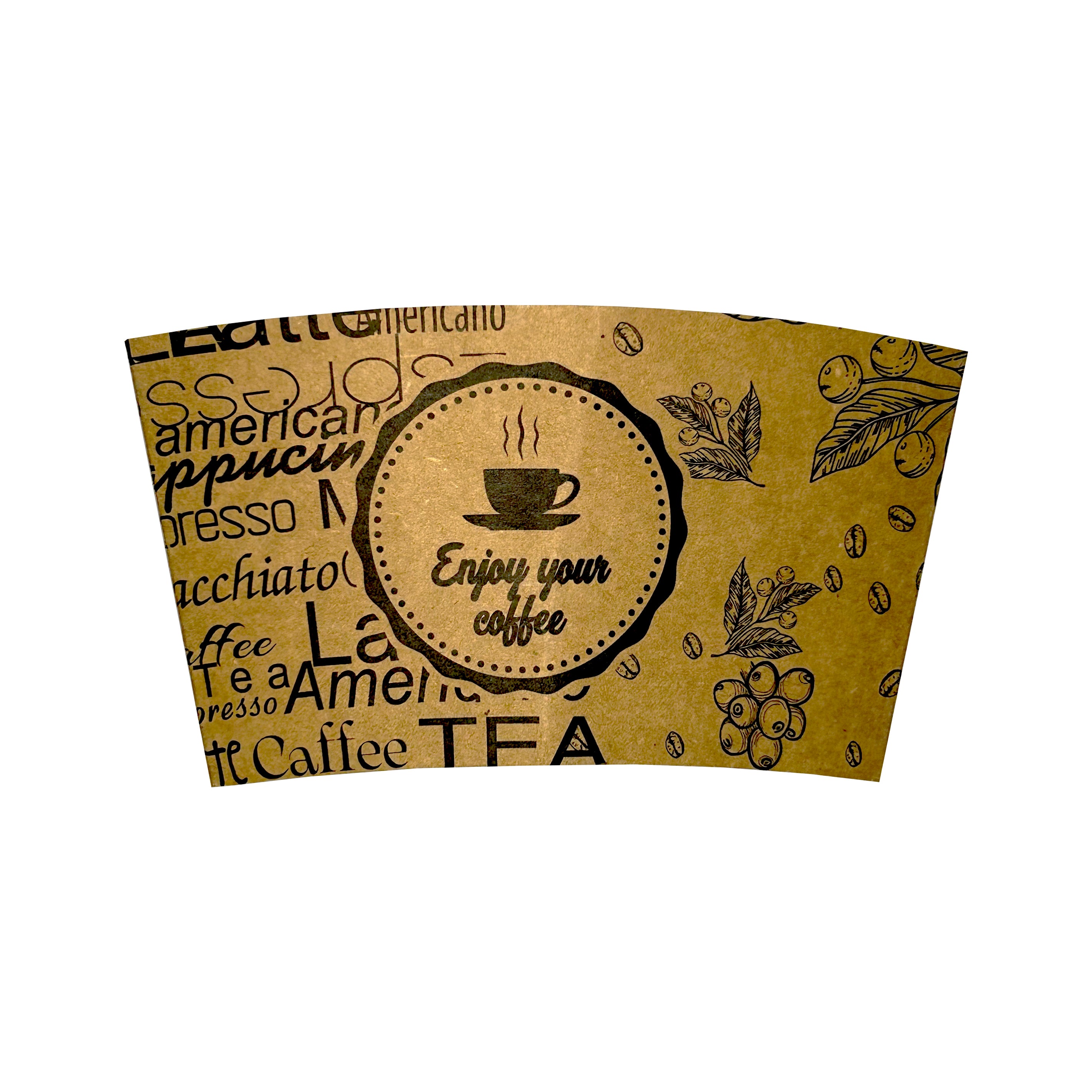 Sleeve 14-16 Oz Cup Holder Kraft Custom Printed or Stock Printed